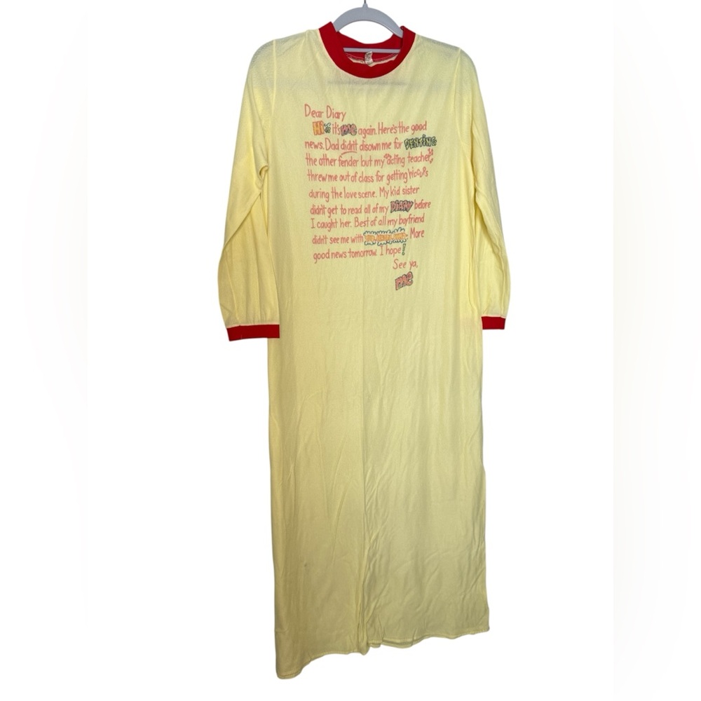 Vintage‎ 70s Dear Diary long yellow nightgown